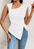Spring/Summer Women Elegant Slash Shoulder Fitted Solid Color Top