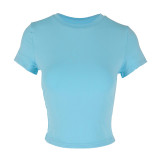 Spring/Autumn Women Casual Short-Sleeve T-Shirt Fitted Pullover Basic Streetwear