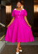 Plus Size Women Color Block Turndown Collar Elegant Formal Party Dress