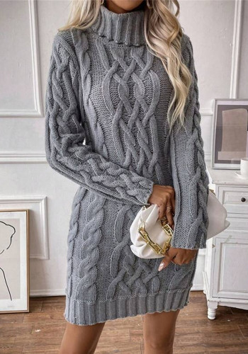 Women Autumn/Winter Turtleneck Long-Sleeved Sweater Dress