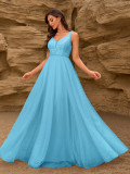 Women Elegant Sequin Patchwork Mesh Double-Neck Sleeveless Party Maxi Dress
