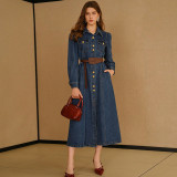 Women Long-Sleeve Denim Maxi Dress