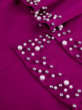 Plus Size Women Beaded Puff Sleeve Formal Party Jumpsuit