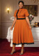 Plus Size Women Lace Short Sleeve Patchwork Stand Collar Formal Party Dress