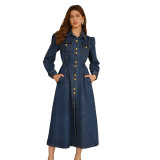 Women Long-Sleeve Denim Maxi Dress