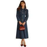 Women Long-Sleeve Denim Maxi Dress
