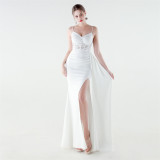 Women Beaded Mermaid Lace-Up Evening Dress