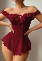 Sexy See-Through Mesh Off-Shoulder Temptation Night Dress