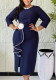 Women's Plus Size Elegant Round Neck Floral Ruffle Bodycon Chic Dress