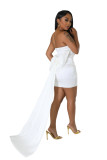 Women's Strapless Sexy Ruched Bodycon Evening Mini Dress