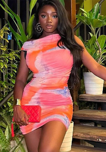 Women's Sexy Slim Fit Colorblock Printed Short Bodycon Dress