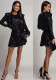 Fashion Round Neck Long Sleeve Sequin Casual Slim Fit Mini Dress