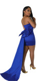 Women's Strapless Sexy Ruched Bodycon Evening Mini Dress