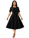 Women Sexy Round Neck Dress