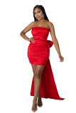 Women's Strapless Sexy Ruched Bodycon Evening Mini Dress