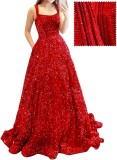Long A-Line Ball Gown with Pockets High-Slit Shimmer Evening Dress（Processing time need 3-6 days）