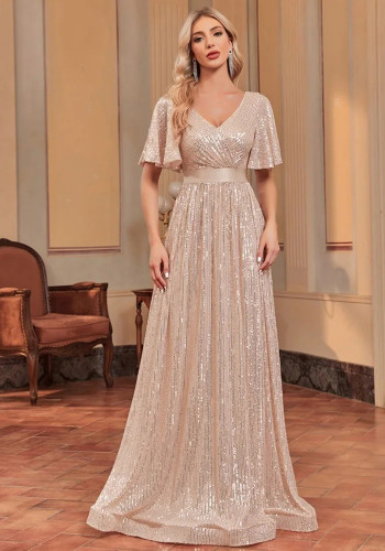Bell Sleeve Sequin Dinner Party Dress（Processing time need 3-6 days）