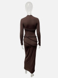 Women Autumn/Winter Cable Knit Solid Long-Sleeved Dress