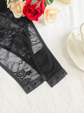 Black Lace Sheer Sexy Strap Bodysuit