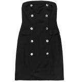 Fashion Women's Sexy Strapless Low Back Double-Breasted Dress