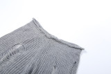 Women Autumn/Winter Hollow-Out Ripped Knitting Pants