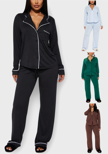 Women's Autumn/Winter Long Sleeve Shirt & Pants Homewear Set
