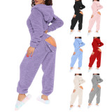 Women Long-Sleeved Hooded Jumpsuit