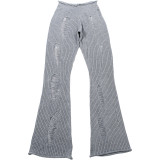 Women Autumn/Winter Hollow-Out Ripped Knitting Pants