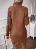 Women Autumn/Winter Turtleneck Long-Sleeved Sweater Dress