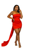 Women's Strapless Sexy Ruched Bodycon Evening Mini Dress