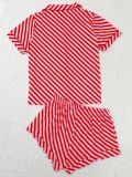 Women's Summer Short Sleeve Shorts Pajama Two-Piece Homewear Set