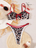 Women Color Block Backless Sexy Bikini