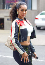 Women's Patchwork Faux Leather Jacket