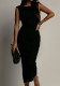 Women Round Neck Sleeveless Sexy Solid Bodycon Dress