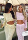 Women Sexy Crop Bodycon Holidays Round Neck Long-sleeved Top and Skirt Two-Piece Set