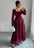 Women Elegant Long-sleeved Maxi Dress