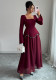 Women Elegant Long-sleeved Maxi Dress