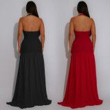Women Sexy Hollow-Out Halter Neck Backless Dress