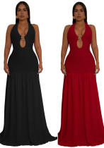 Women Sexy Hollow-Out Halter Neck Backless Dress