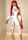 Women Autumn/Winter Stretchy Round Neck Printed Top and Pants Two-Piece Set