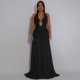 Women Sexy Hollow-Out Halter Neck Backless Dress