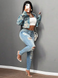 Women Fashionable Long-Sleeved Crop Jacket