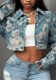 Women Fashionable Long-Sleeved Crop Jacket
