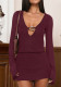 Women V-Neck Sexy Hollow-Out Long-Sleeved Casual Dress