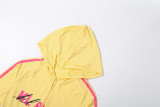 Women Autumn/Winter Zipper Hooded Top and Printed Pants Two-Piece Set