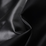 Women Sexy Metal Buckle Irregular Pu-Leather Skirt