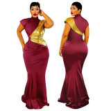 Women Color Block Shiny Sexy Dress