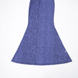 Women Autumn/Winter Solid Multi-Color Flocked Mesh V-Neck Bell Bottom Long-Sleeved Dress