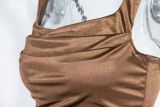 Women Sexy Pleated Suspender Formal Party Maxi Dress