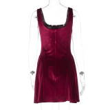 Women Casual Velvet Sleeveless Dress